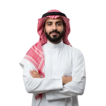 pngtree smiling arab man in traditional kandura with ghutra indoors png image 17010637
